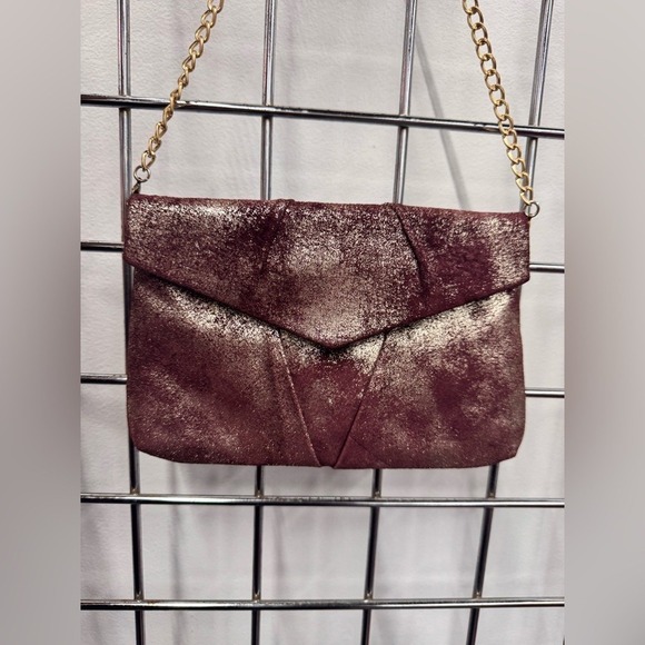 Inge Christopher Elegant Sofia Burgundy Chain envelope Clutch - Picture 3 of 10